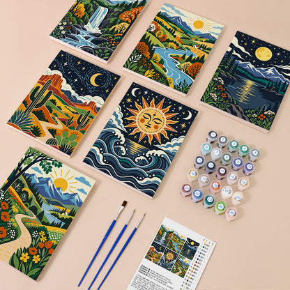 Sun Face Over Folk Valleys mini paint by numbers – image 1