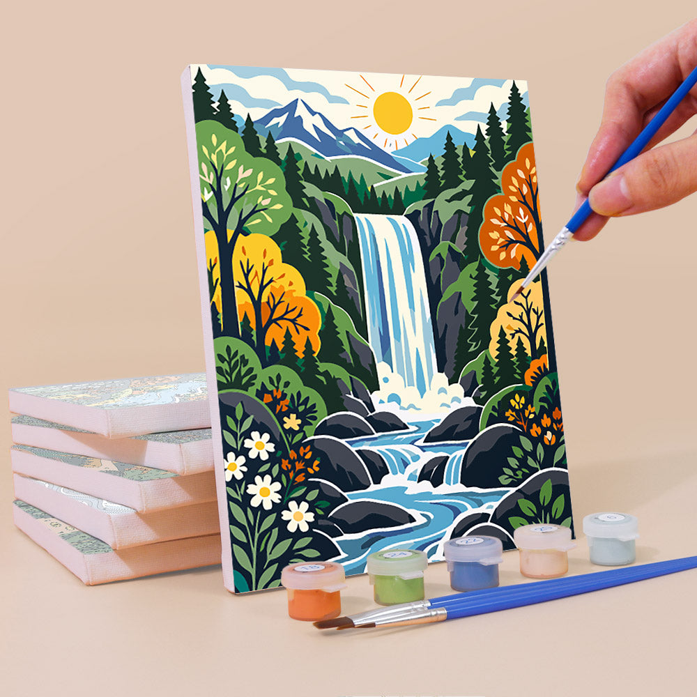 Sun Face Over Folk Valleys mini paint by numbers – image 3