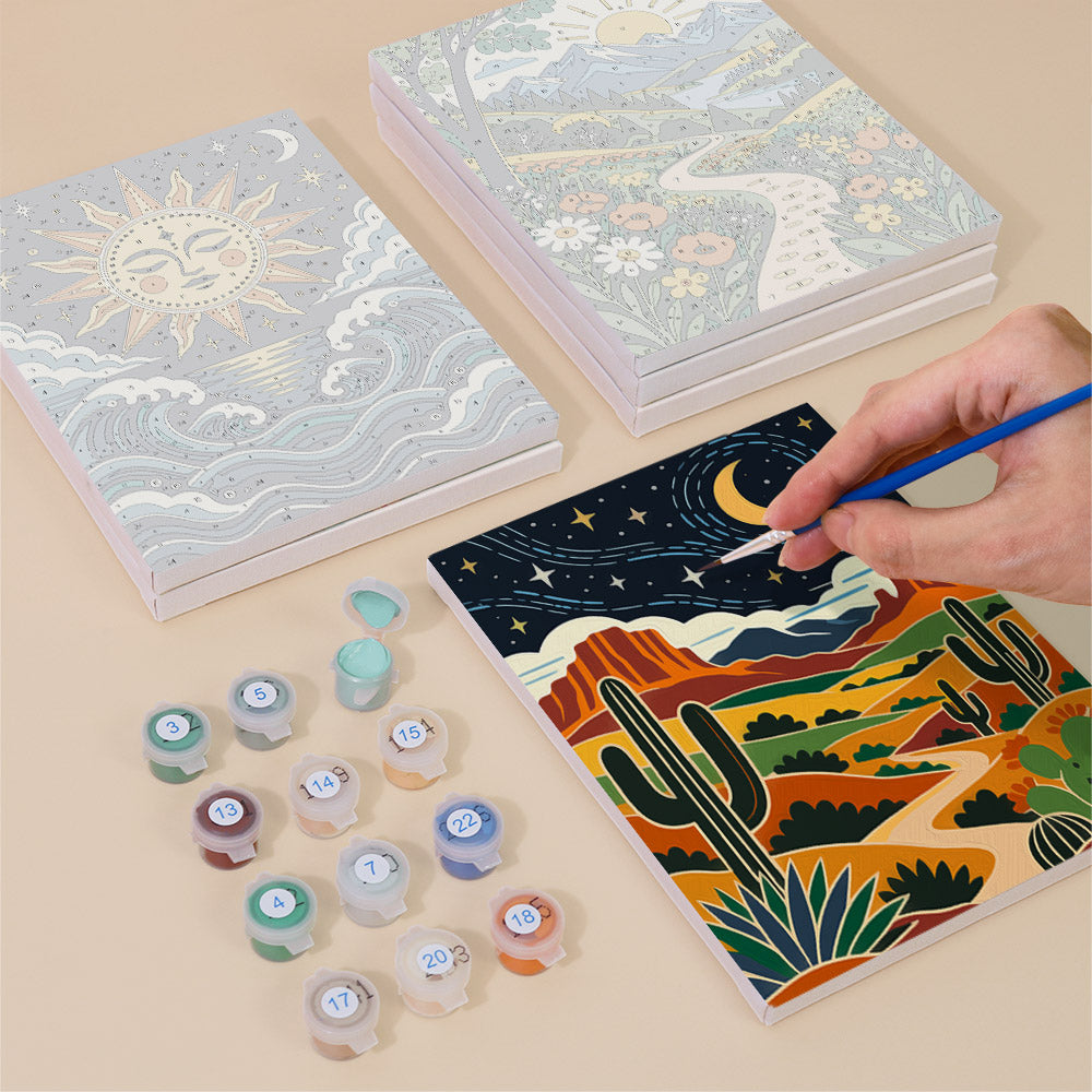 Sun Face Over Folk Valleys mini paint by numbers – image 4