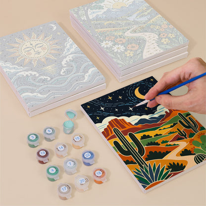 Sun Face Over Folk Valleys mini paint by numbers – image 4
