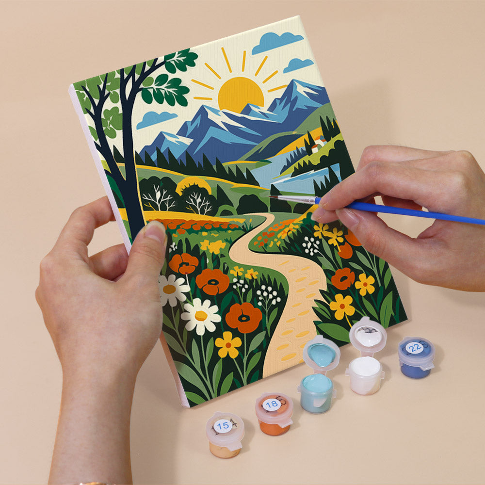 Sun Face Over Folk Valleys mini paint by numbers – image 5