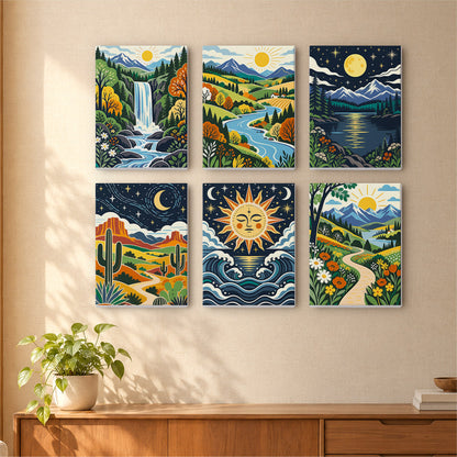 Sun Face Over Folk Valleys mini paint by numbers – image 16