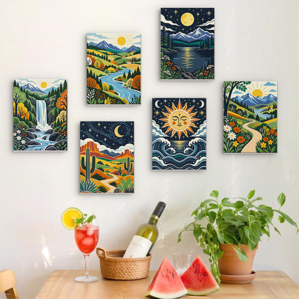 Sun Face Over Folk Valleys mini paint by numbers – image 17