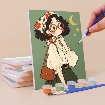 Round-Glasses Girls with Berets mini paint by numbers – image 3