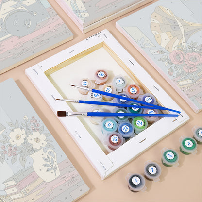 Gramophones and Garden Roses mini paint by numbers – image 2