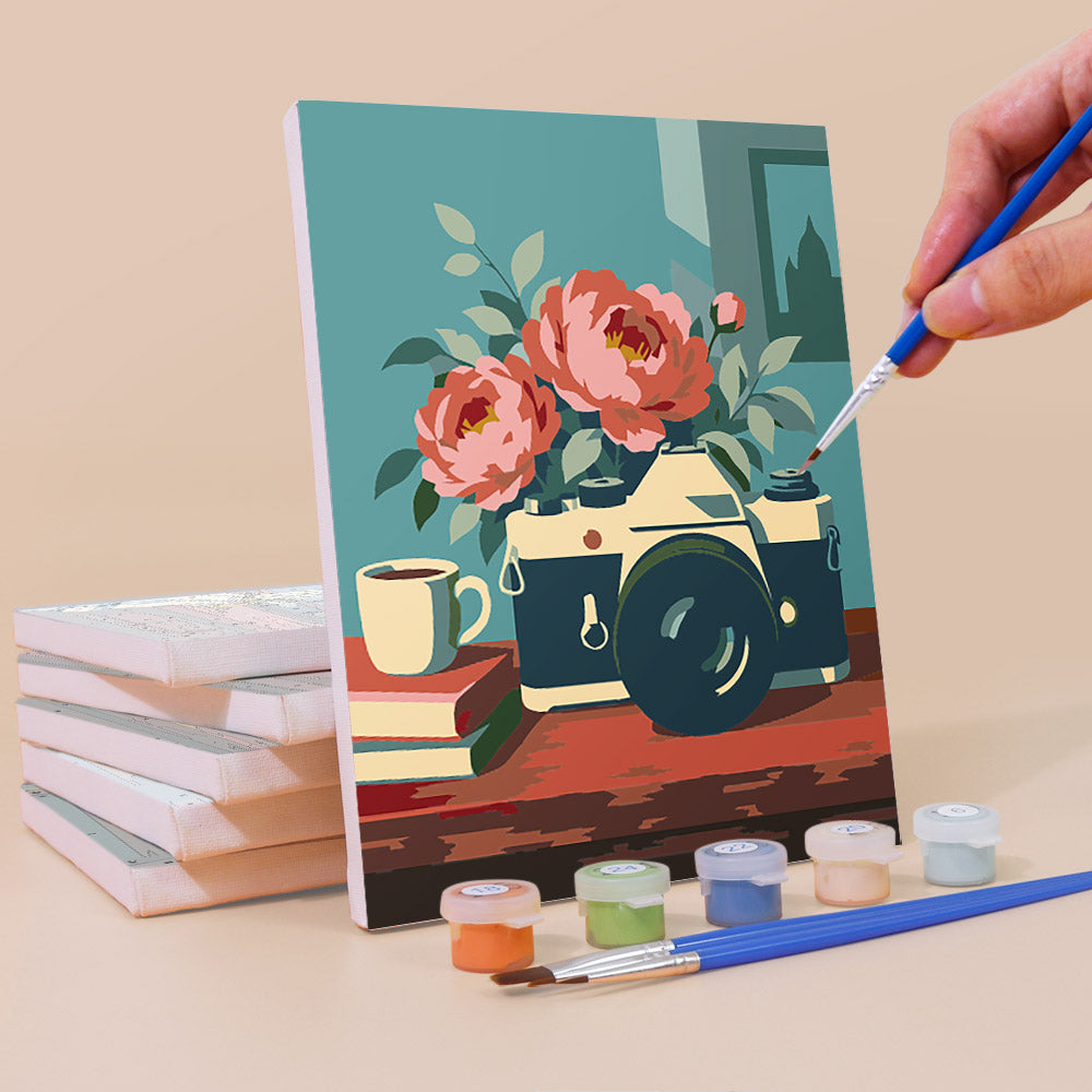 Gramophones and Garden Roses mini paint by numbers – image 3