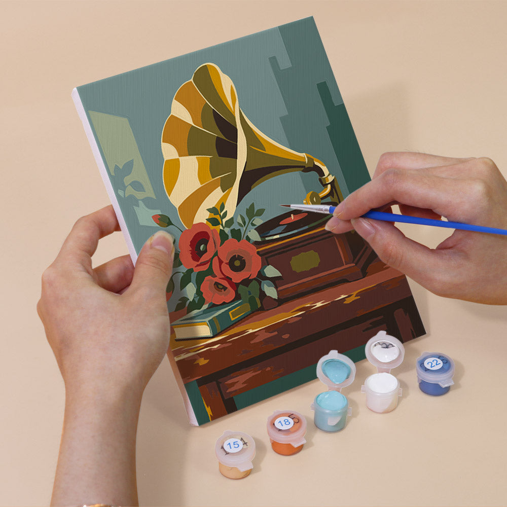 Gramophones and Garden Roses mini paint by numbers – image 5