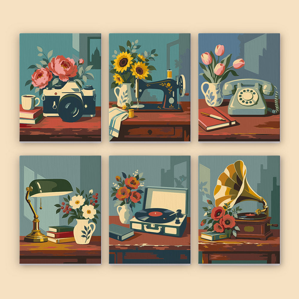 Gramophones and Garden Roses mini paint by numbers – image 8