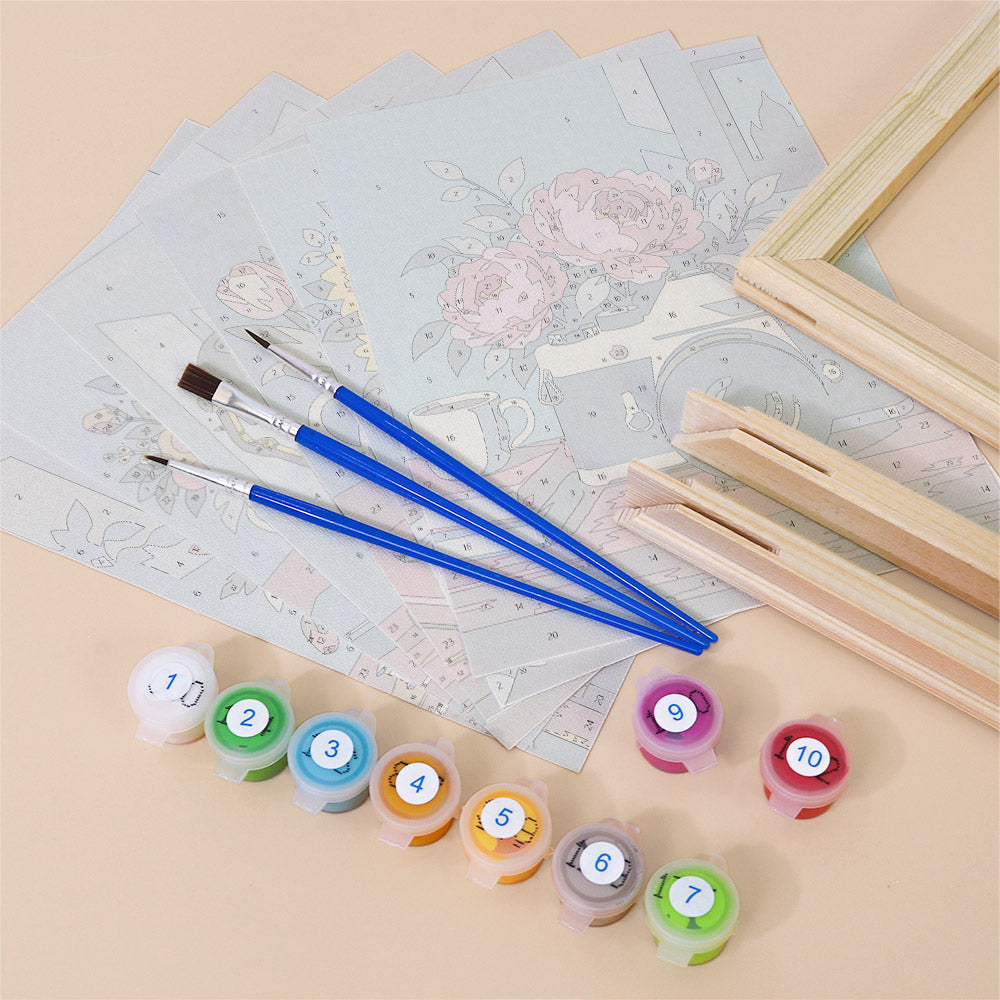 Gramophones and Garden Roses mini paint by numbers – image 11