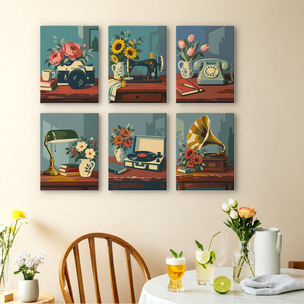 Gramophones and Garden Roses mini paint by numbers – image 14