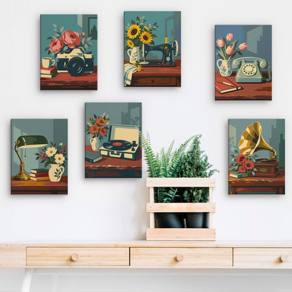 Gramophones and Garden Roses mini paint by numbers – image 15