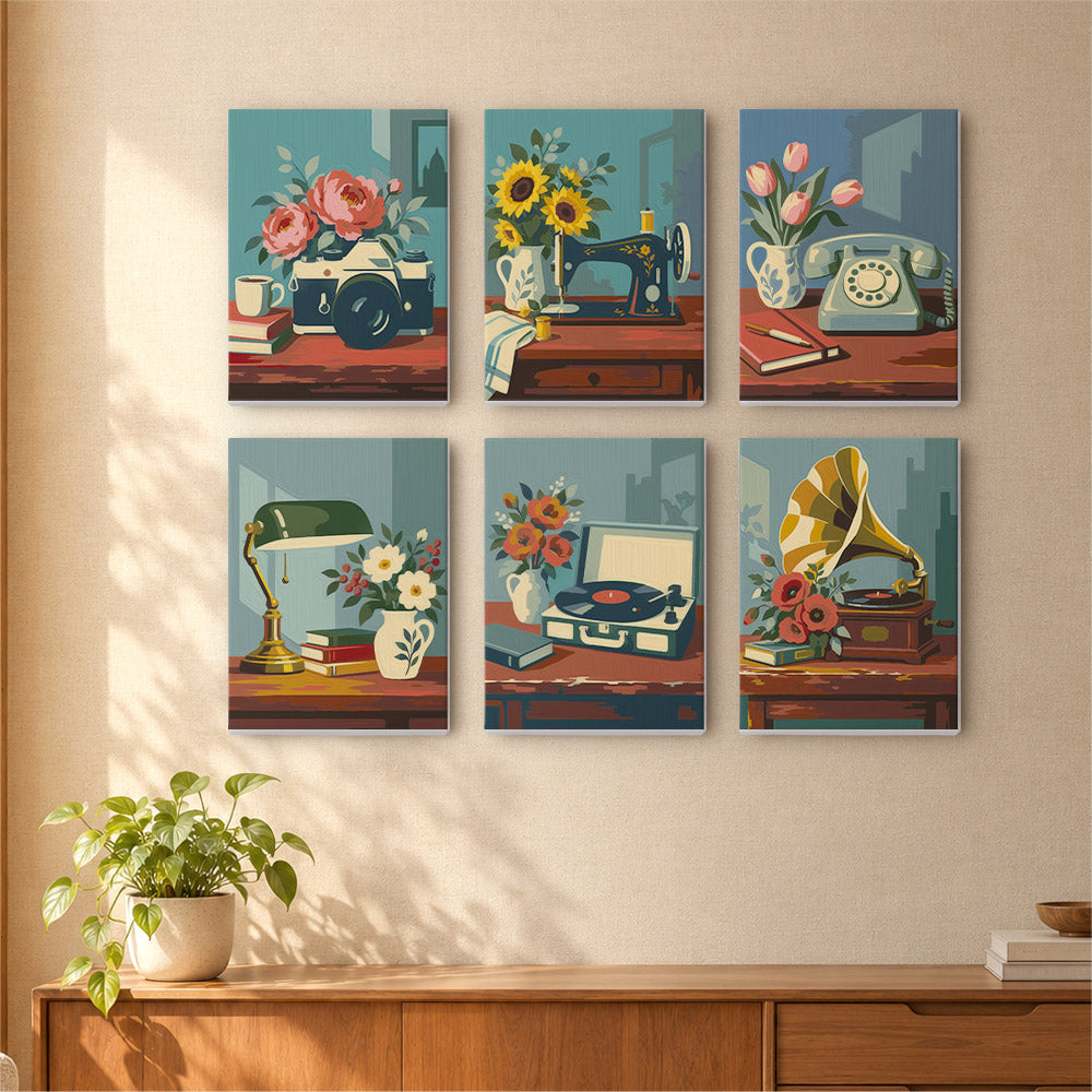 Gramophones and Garden Roses mini paint by numbers – image 16