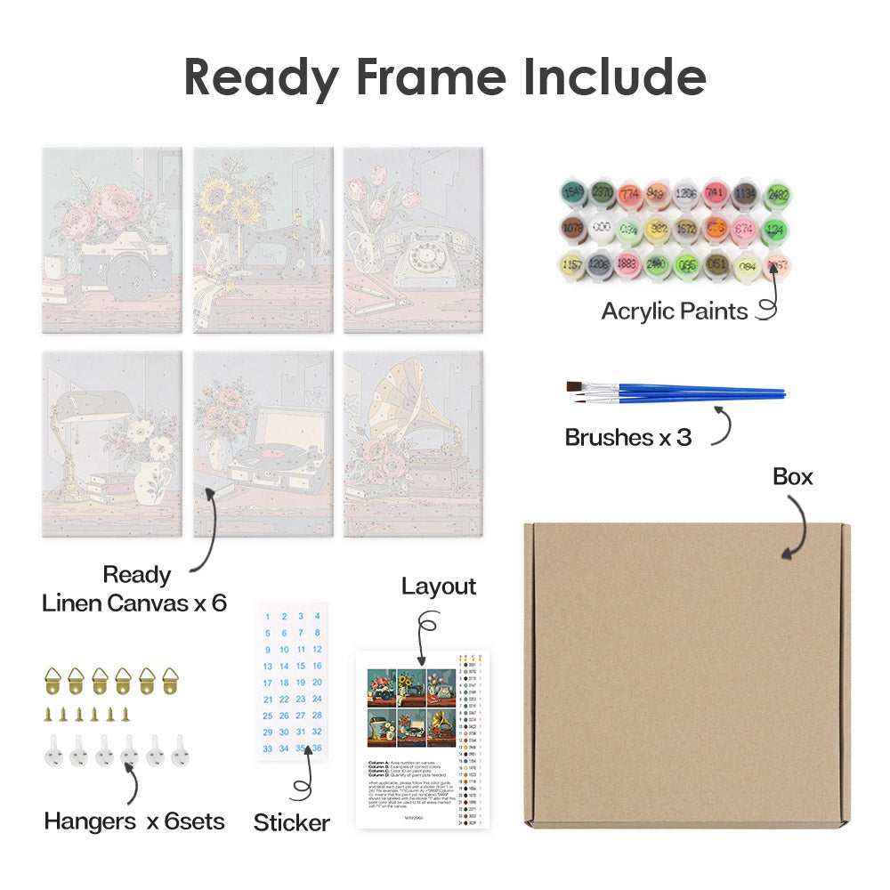 Gramophones and Garden Roses mini paint by numbers – image 20