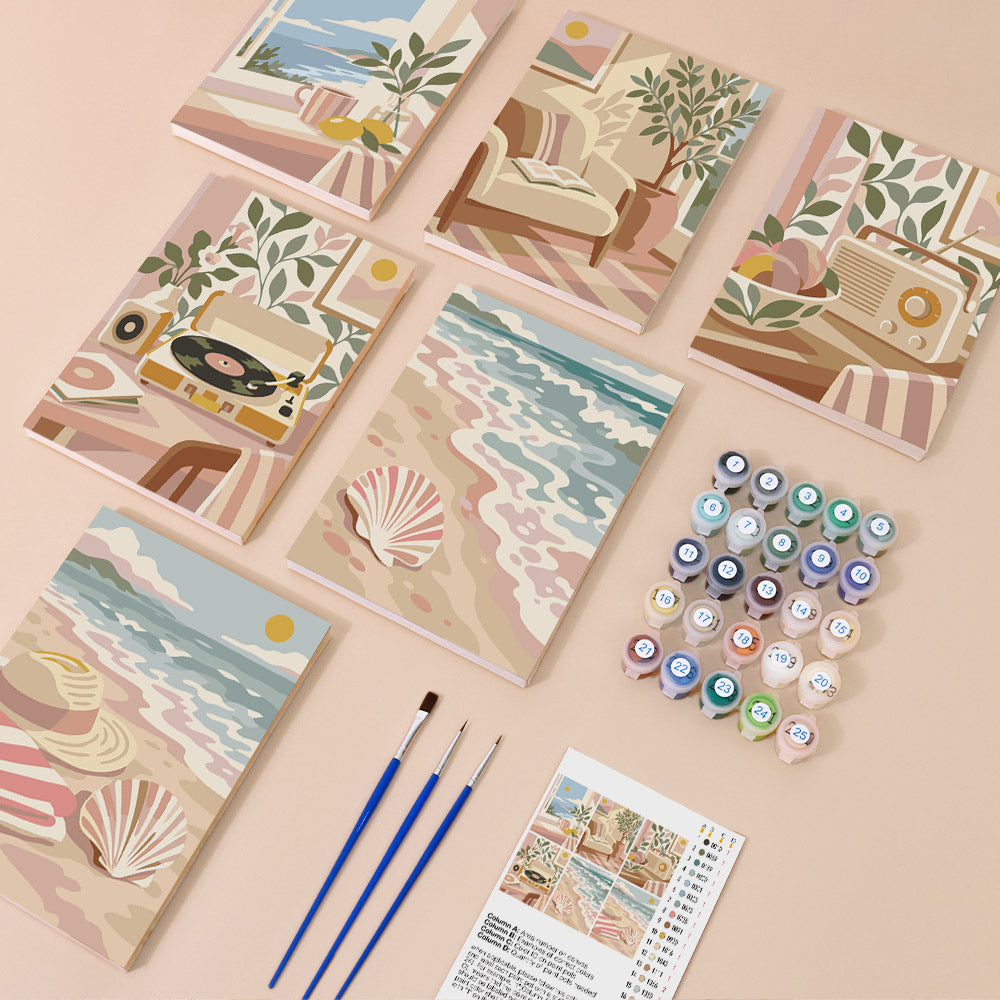 Soft Coastal Interiors mini paint by numbers – image 1