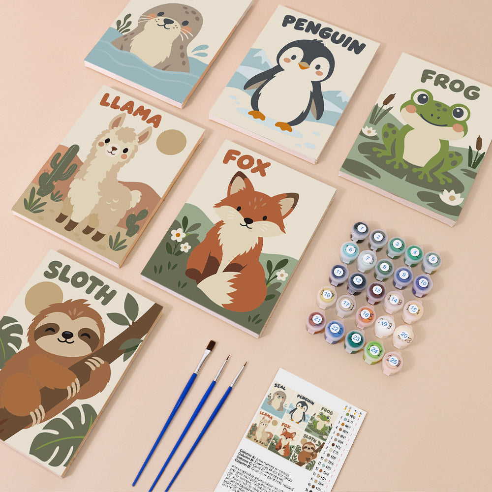 Friendly Animal Learning mini paint by numbers – image 1