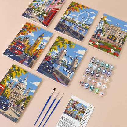 Red Buses and Autumn London mini paint by numbers – image 1