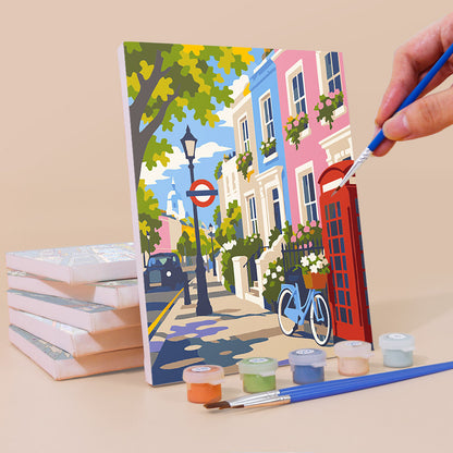 Red Buses and Autumn London mini paint by numbers – image 3