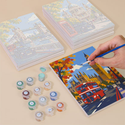 Red Buses and Autumn London mini paint by numbers – image 4