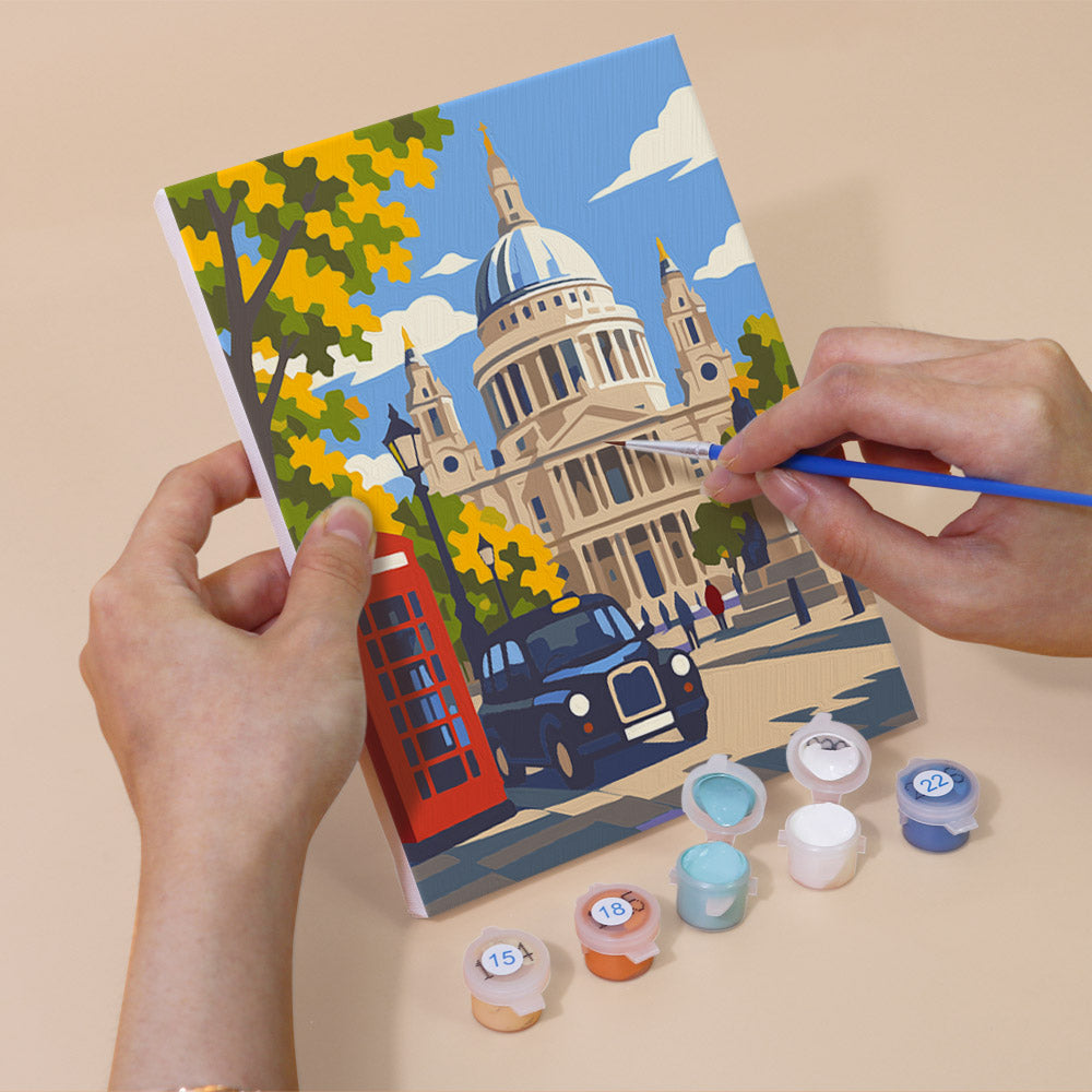 Red Buses and Autumn London mini paint by numbers – image 5