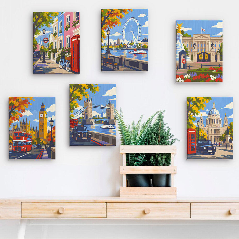 Red Buses and Autumn London mini paint by numbers – image 15