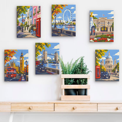 Red Buses and Autumn London mini paint by numbers – image 15