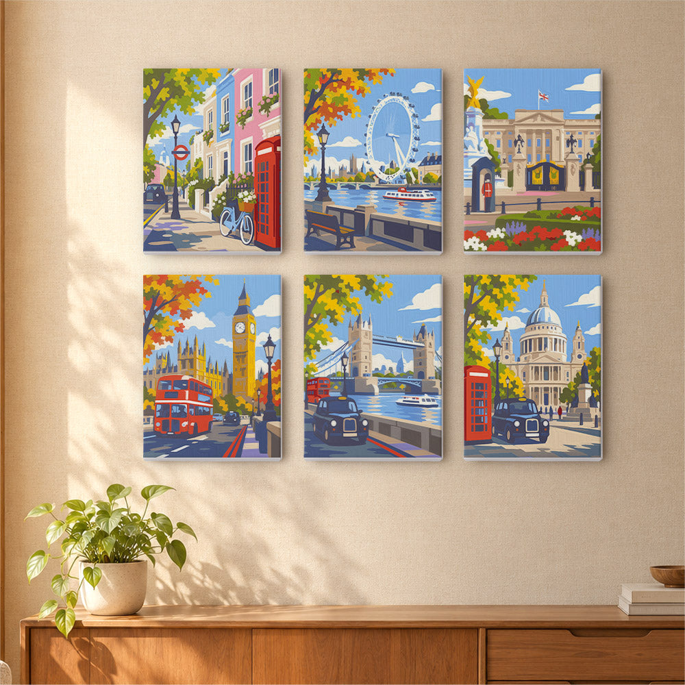 Red Buses and Autumn London mini paint by numbers – image 16