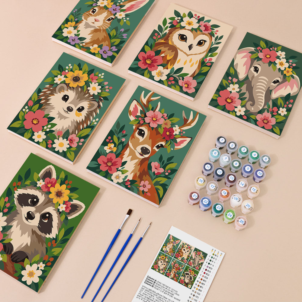 Flower Crowned Animals mini paint by numbers – image 1