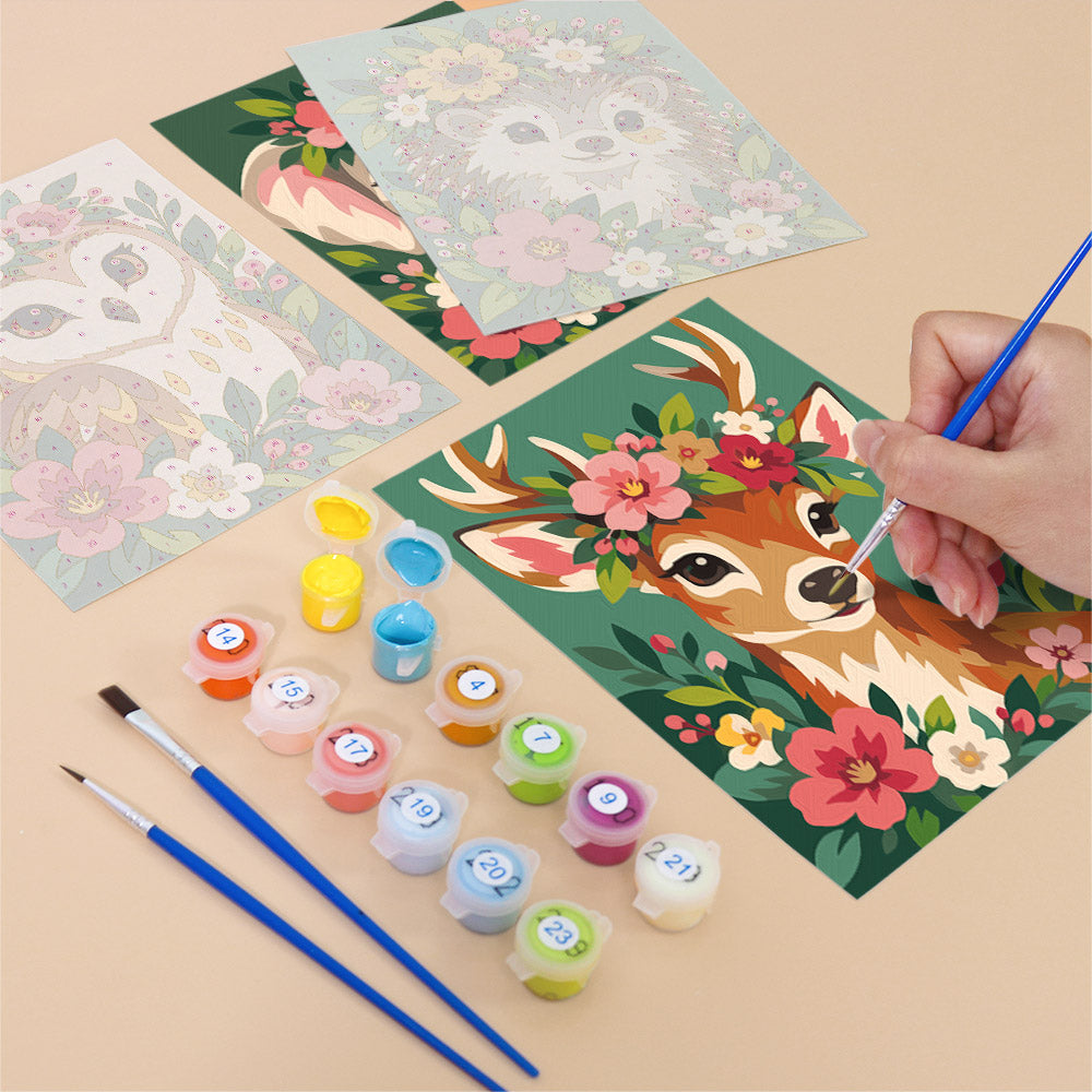 Flower Crowned Animals mini paint by numbers – image 12