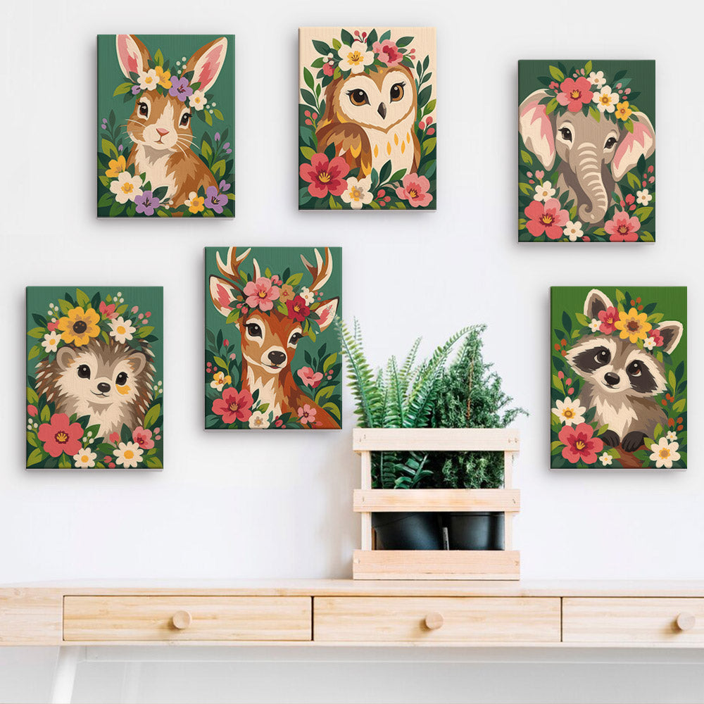 Flower Crowned Animals mini paint by numbers – image 15