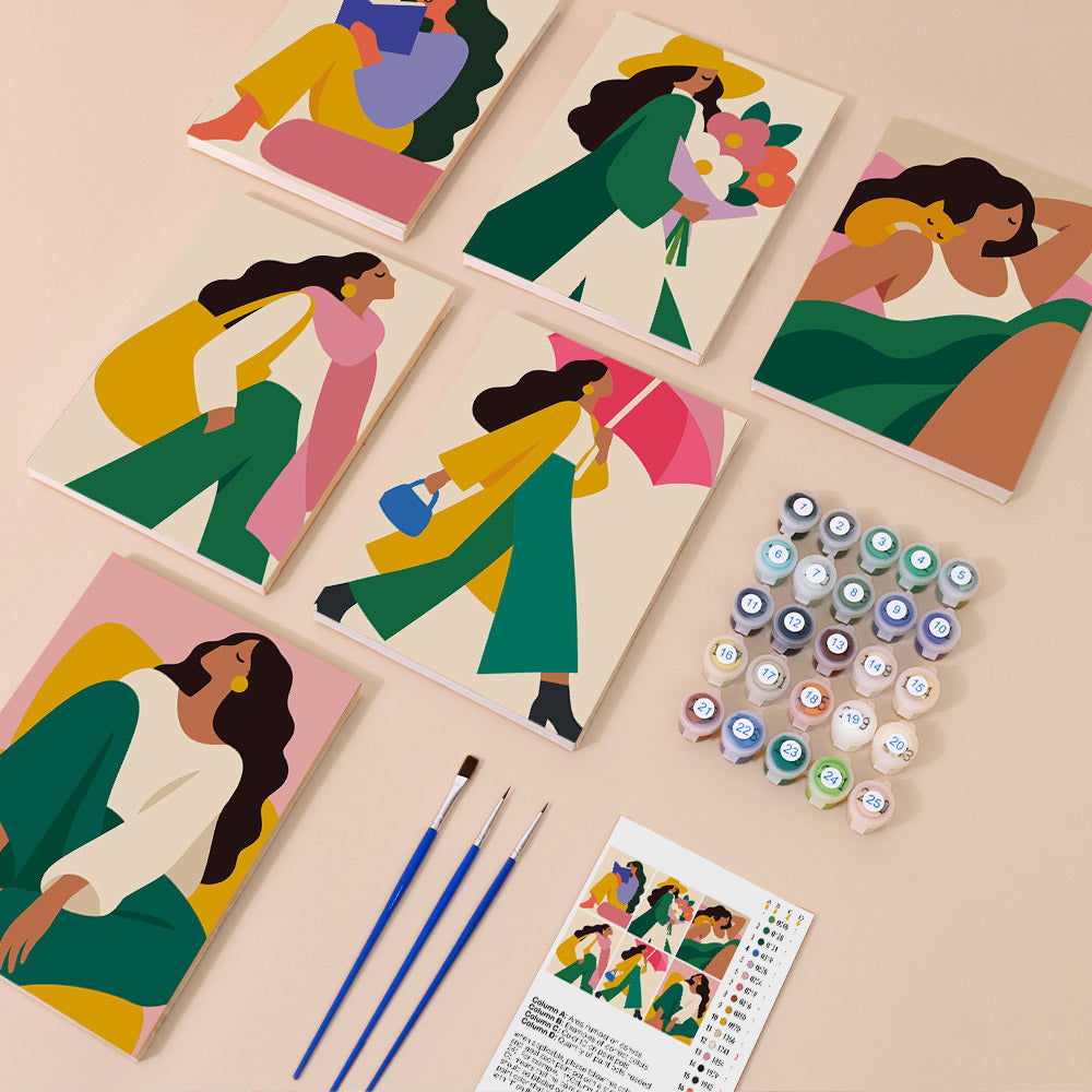 Umbrella Walks and Bouquet Days mini paint by numbers – image 1