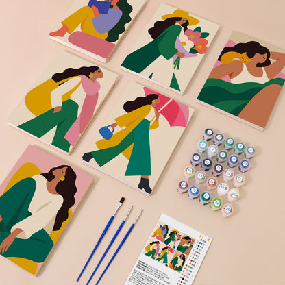 Umbrella Walks and Bouquet Days mini paint by numbers – image 1