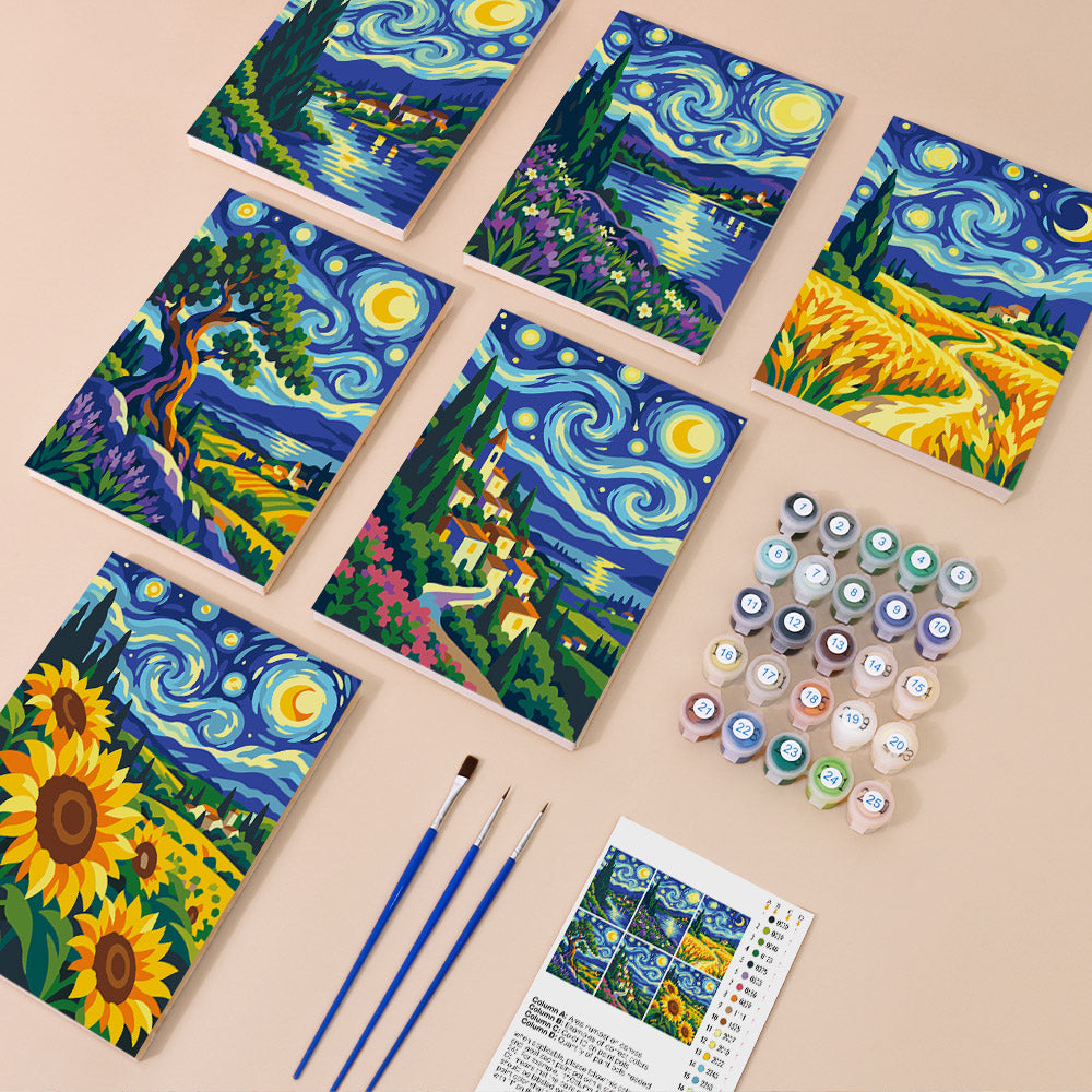 Starry Night Landscapes mini paint by numbers – image 1