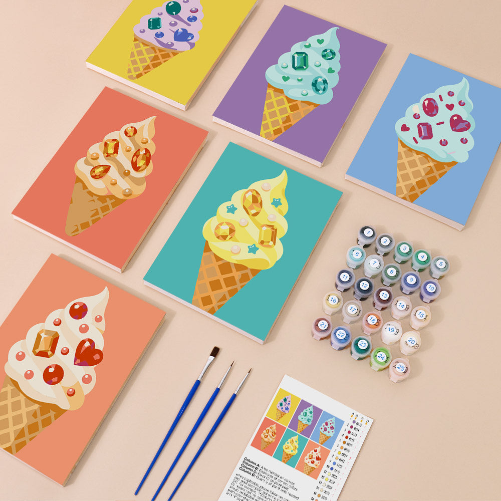 Gem-Studded Soft Serve Cones mini paint by numbers – image 1