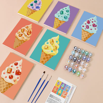 Gem-Studded Soft Serve Cones mini paint by numbers – image 1