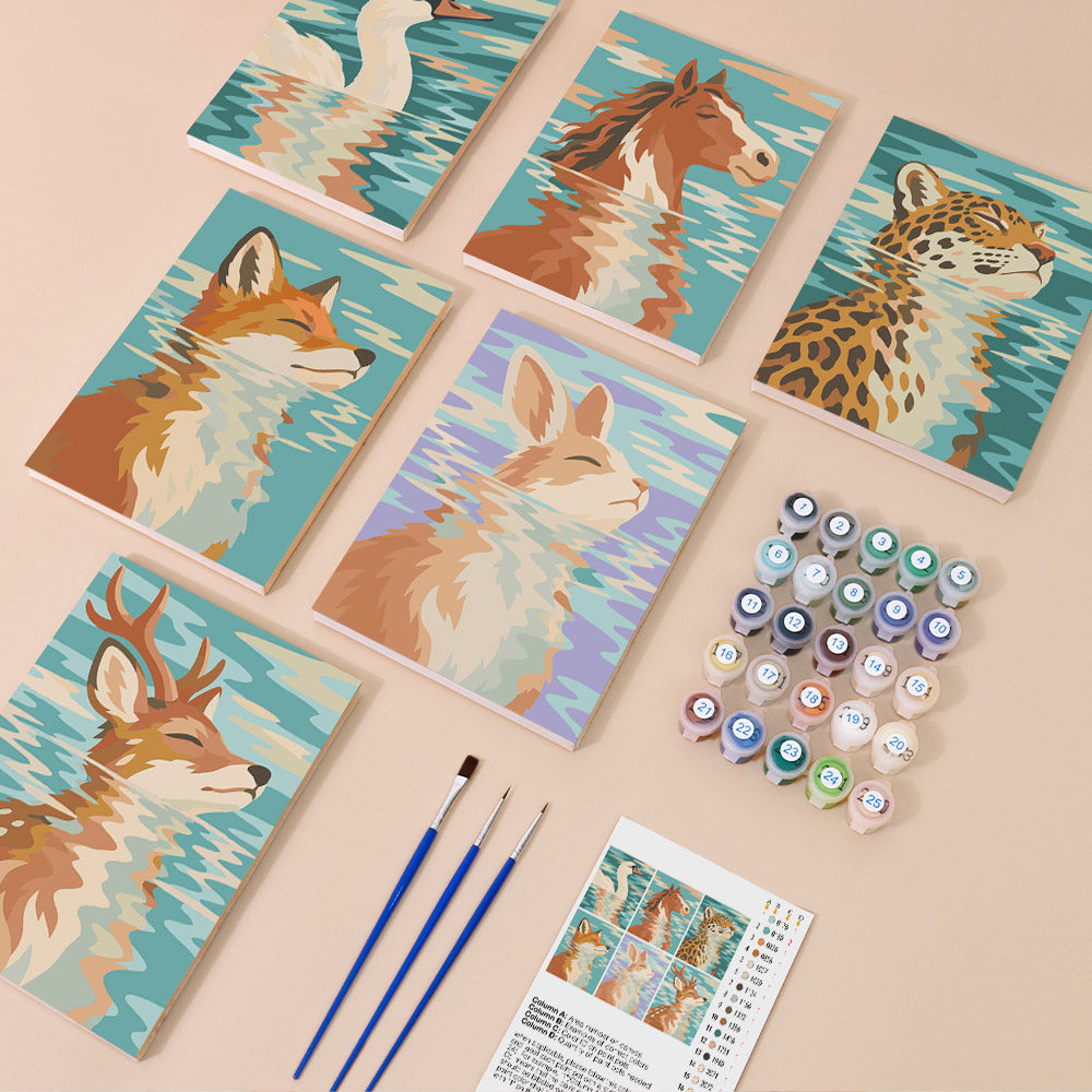Serene Animal Reflections mini paint by numbers – image 1