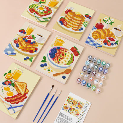 Cheerful Breakfast Plates mini paint by numbers – image 1
