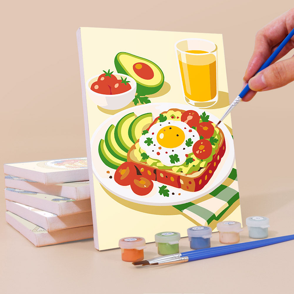 Cheerful Breakfast Plates mini paint by numbers – image 3