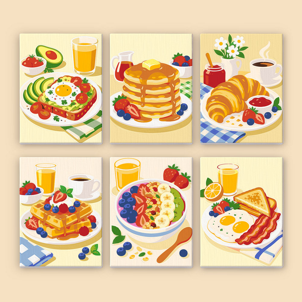 Cheerful Breakfast Plates mini paint by numbers – image 8