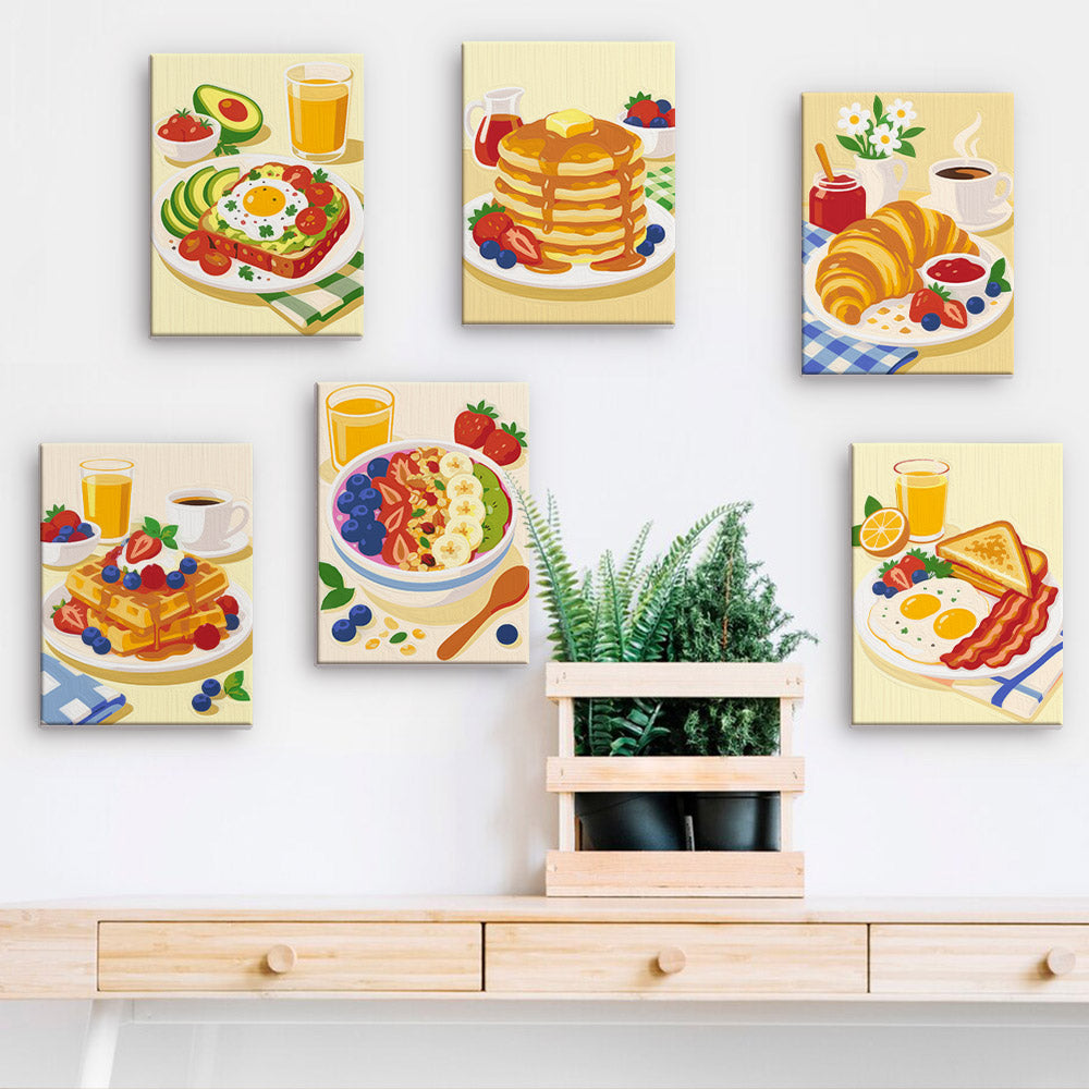Cheerful Breakfast Plates mini paint by numbers – image 15