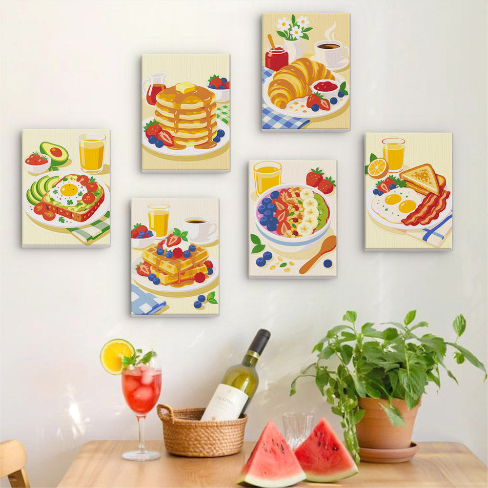 Cheerful Breakfast Plates mini paint by numbers – image 17