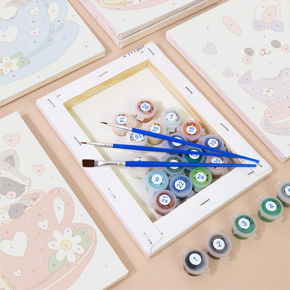 Cute Teacup Animals mini paint by numbers – image 2