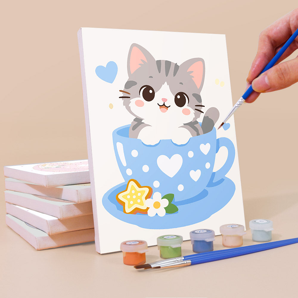 Cute Teacup Animals mini paint by numbers – image 3