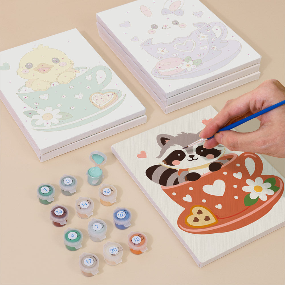 Cute Teacup Animals mini paint by numbers – image 4