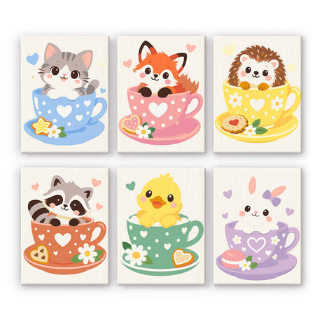 Cute Teacup Animals mini paint by numbers – image 7