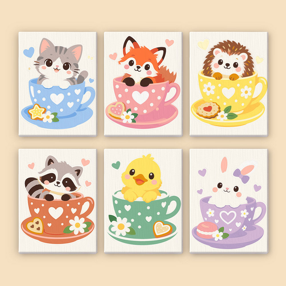 Cute Teacup Animals mini paint by numbers – image 8