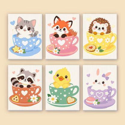 Cute Teacup Animals mini paint by numbers – image 8