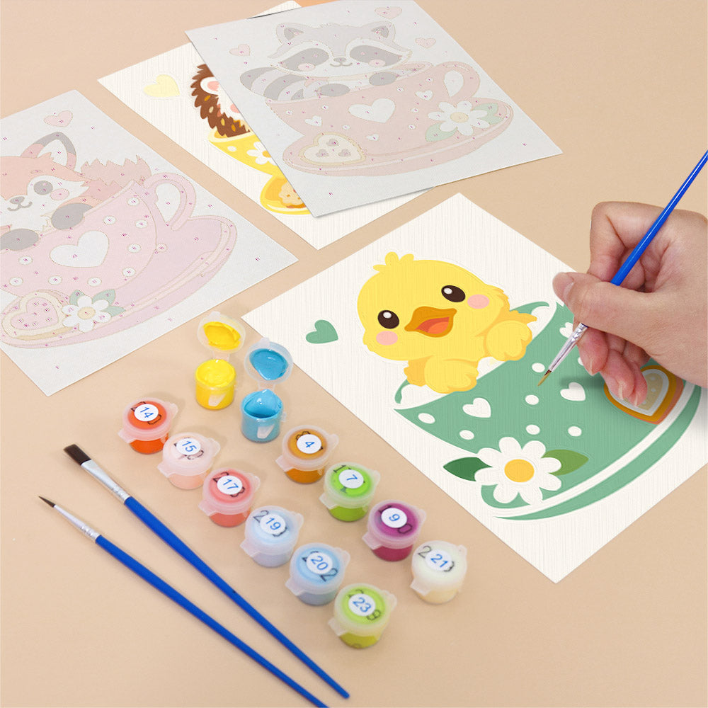 Cute Teacup Animals mini paint by numbers – image 12
