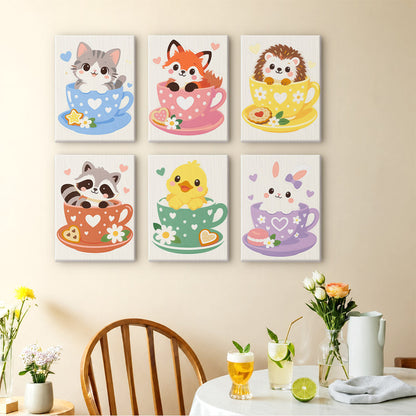 Cute Teacup Animals mini paint by numbers – image 14