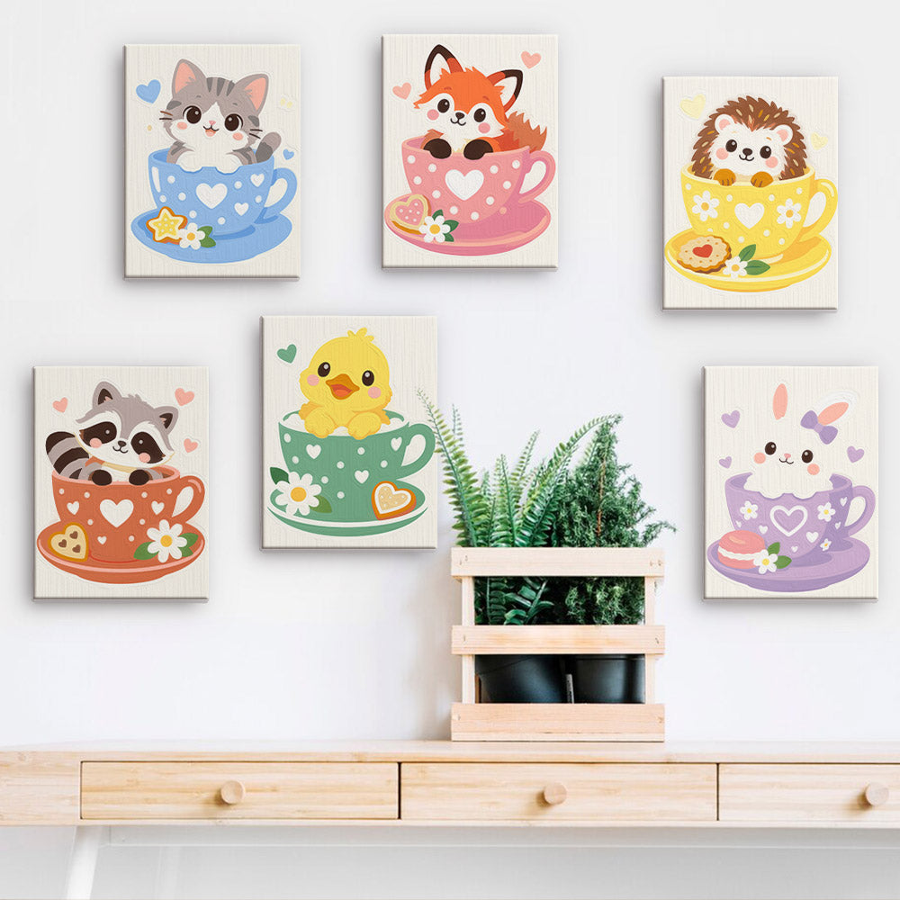 Cute Teacup Animals mini paint by numbers – image 15