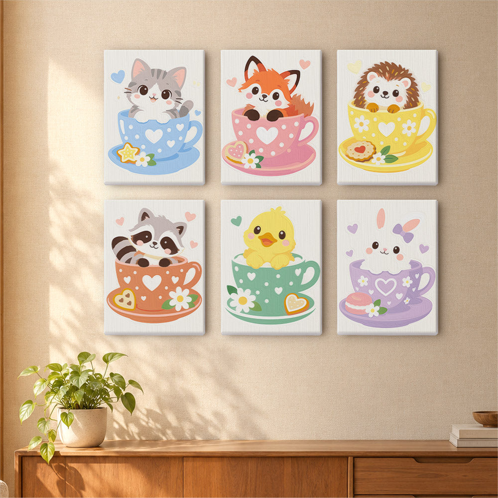 Cute Teacup Animals mini paint by numbers – image 16